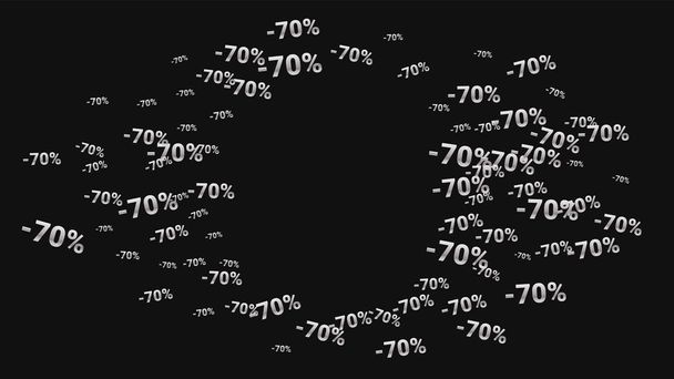 Percent Sings on Dark Background. Black Poster with Silver Percent Sings and Snowflakes. Vector Discount Sale Background. - Vektör, Görsel
