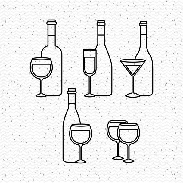 champagne set bottles with cups - Vector, Image