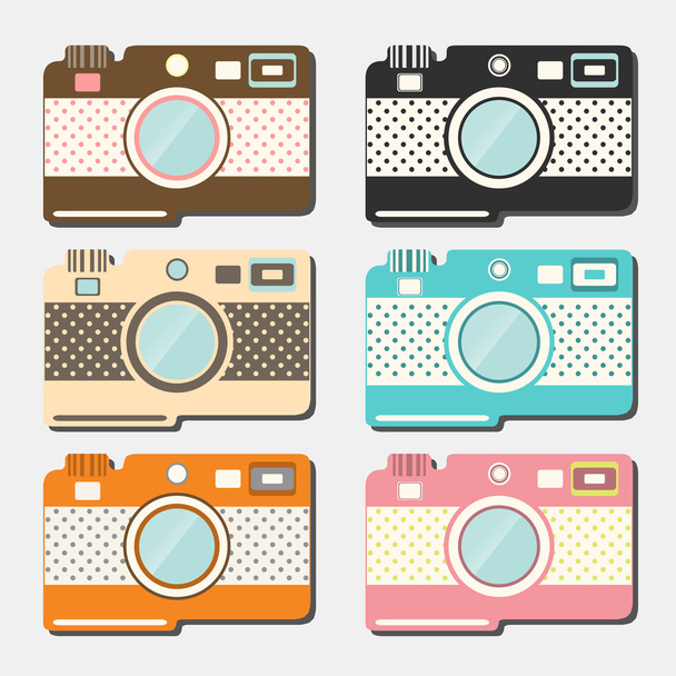 Old style photo cameras collection. Vector - Vector, Image