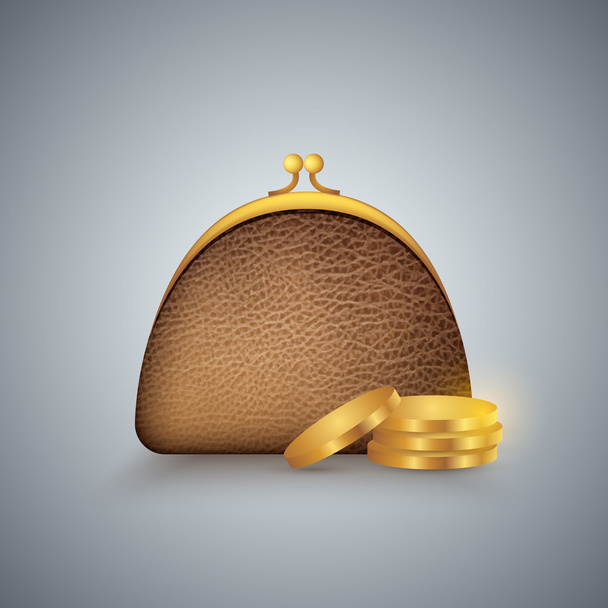 Purse and coins, vector - Vector, Image