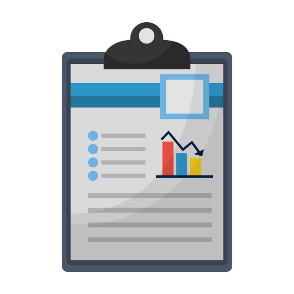 checklist with document file and statistics bars graphic - Vector, Image