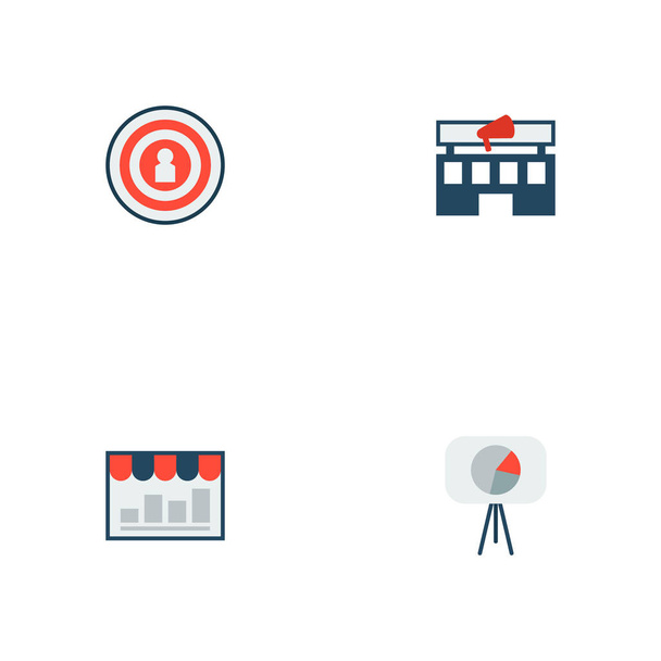 Set pictogrammen vlakke stijl symbolen met campagne, markt, reclamebureau en andere pictogrammen voor uw web mobiele app logo ontwerp marketing. - Foto, afbeelding