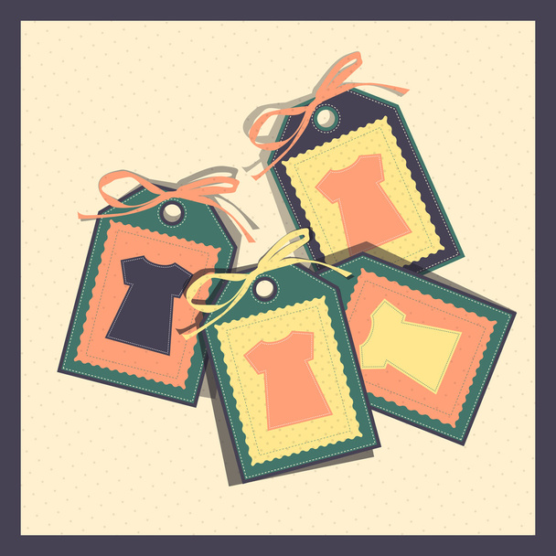 Paper tags with t-shirts - Vector, Image