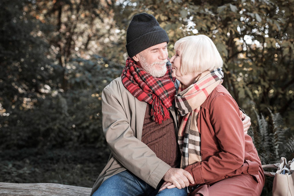 Positive nice aged people looking at each other - 写真・画像