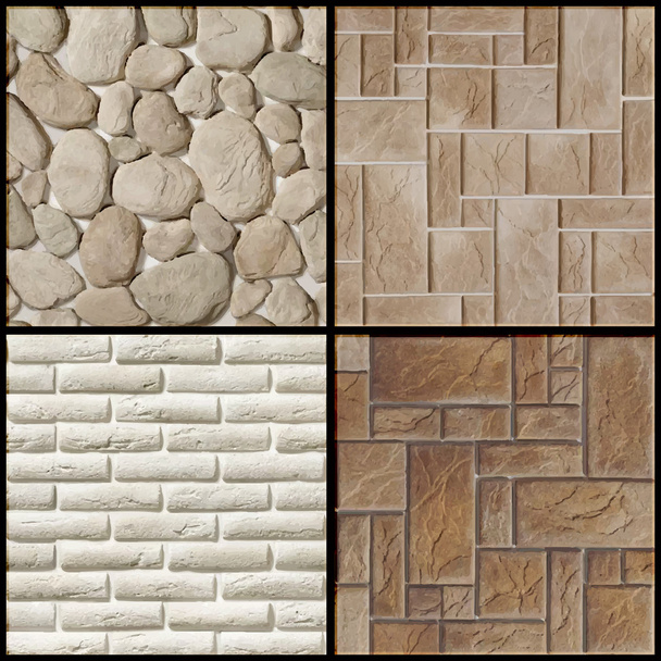 Set - pared de piedra vectorial - patrones sin costura
 - Vector, imagen