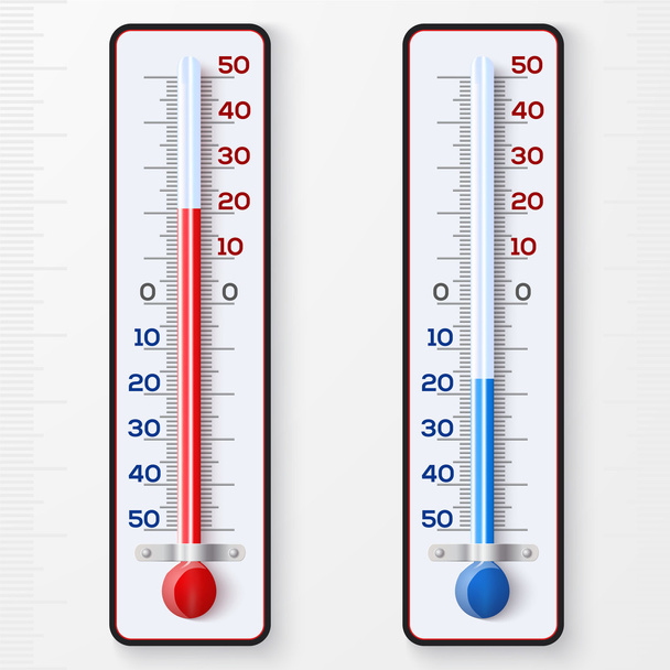 Red and blue thermometers - Vector, Image