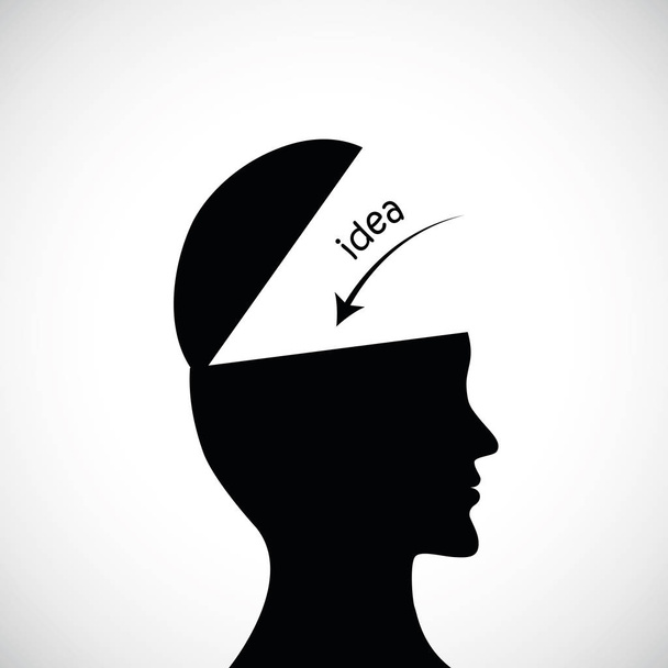 put idea in the head of a man - Vector, Image