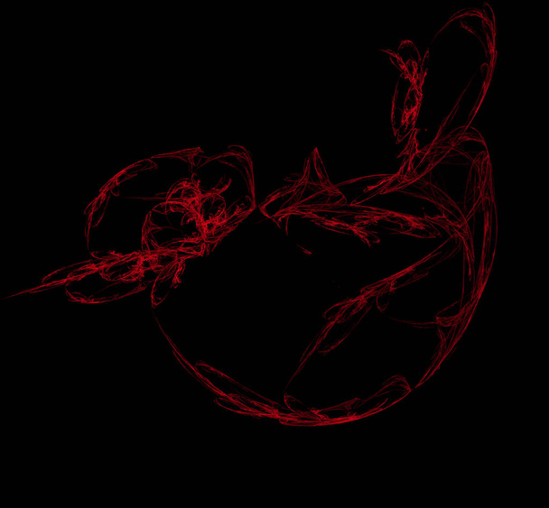 Siyah zemin üzerine kırmızı Küre desen. Fantezi fraktal doku. Dijital sanat. 3D render. Oluşturulan bilgisayar görüntü - Fotoğraf, Görsel