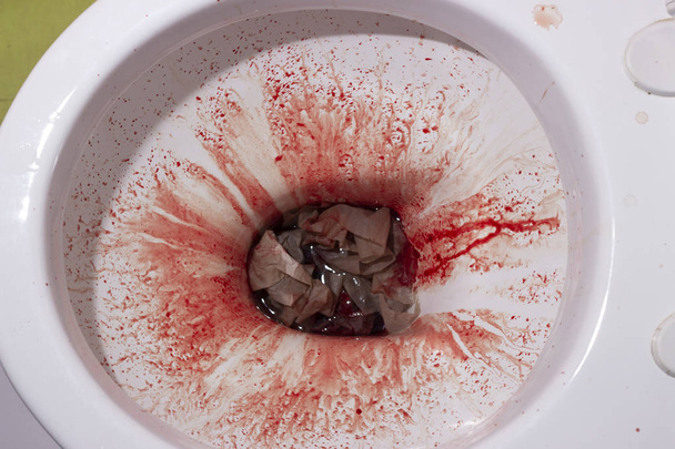 Zlewozmywak z krwi na halloween z bliska - Zdjęcie, obraz