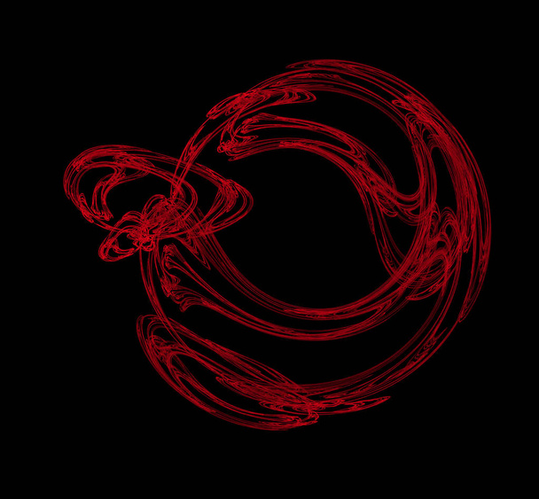 Punainen pallo kuvio mustalla pohjalla. Fantasiafraktaalinen rakenne. Digitaalista taidetta 3D-mallinnus. Tietokoneella luotu kuva
 - Valokuva, kuva