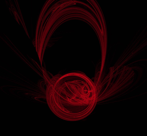 Siyah zemin üzerine kırmızı Küre desen. Fantezi fraktal doku. Dijital sanat. 3D render. Oluşturulan bilgisayar görüntü - Fotoğraf, Görsel