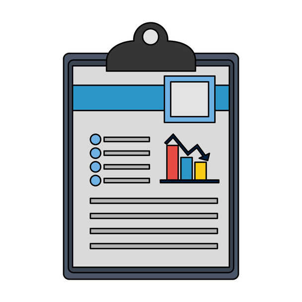 checklist with document file and statistics bars graphic - Vector, Image