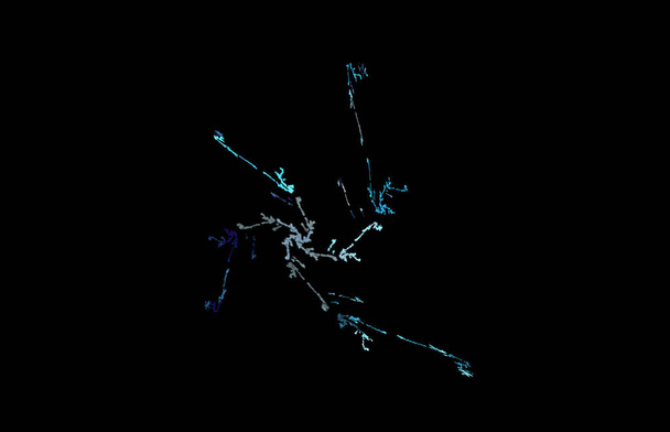 Λευκό μπλε κλαστικό μοτίβο σε μαύρο φόντο. Ψηφιακή τέχνη. 3D rendering. Εικόνα του υπολογιστή που δημιουργούνται - Φωτογραφία, εικόνα