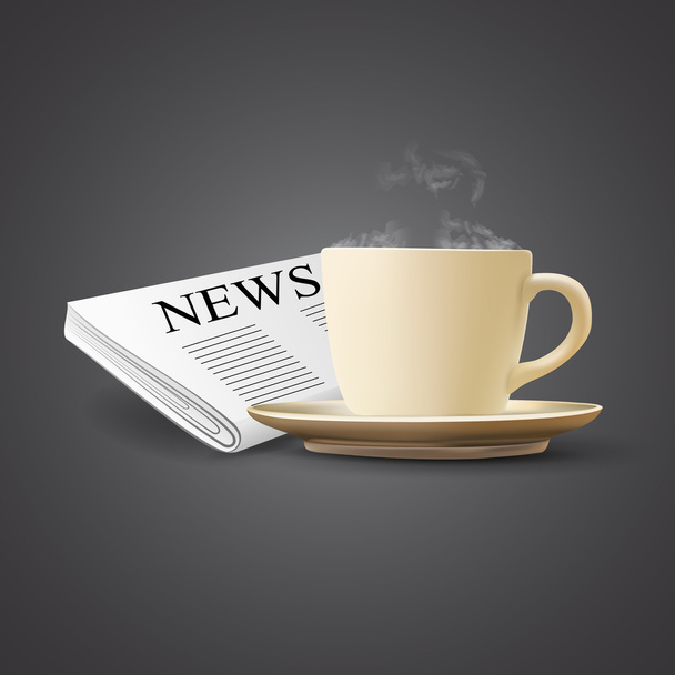 Cup of coffee and newspaper vector illustration - Vector, Image