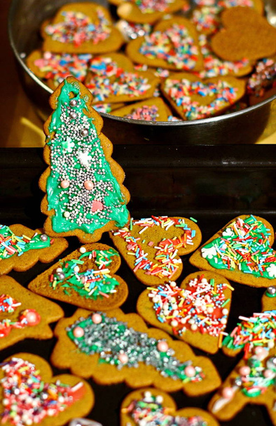 Homemade christmas cookies in baking dishes - Foto, Bild