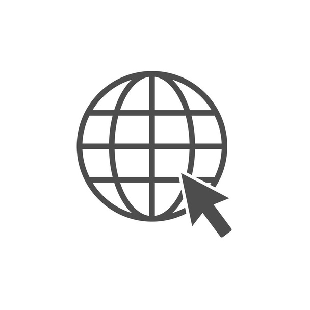 Глобальная икона Нажмите на иконку сайта. Векторная иллюстрация
 - Вектор,изображение
