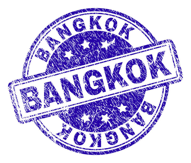 Scratched Textured BANGKOK Stamp Seal - Vetor, Imagem