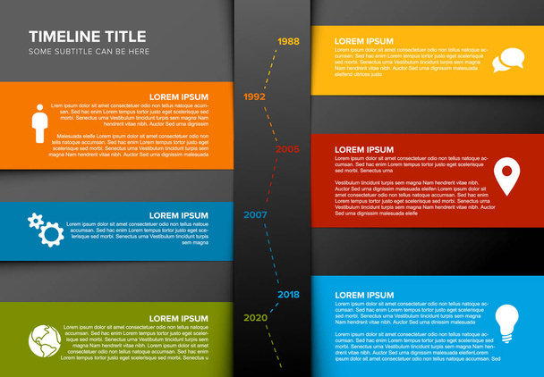 Vector vertical timeline template made from colorful papers - Vector, Image