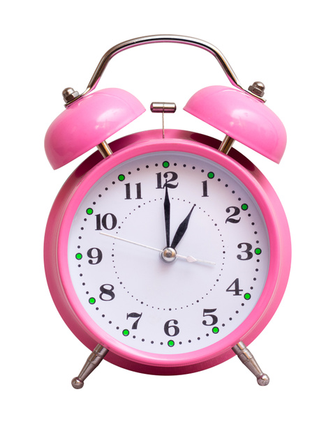 The pink clock on a white isolated background show 1 hour - Foto, immagini