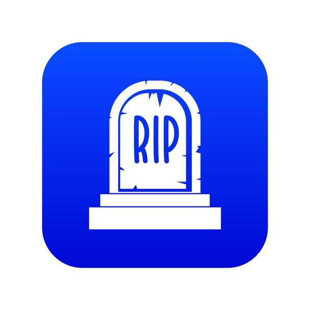 Gravestone with RIP text icon digital blue - Vektör, Görsel