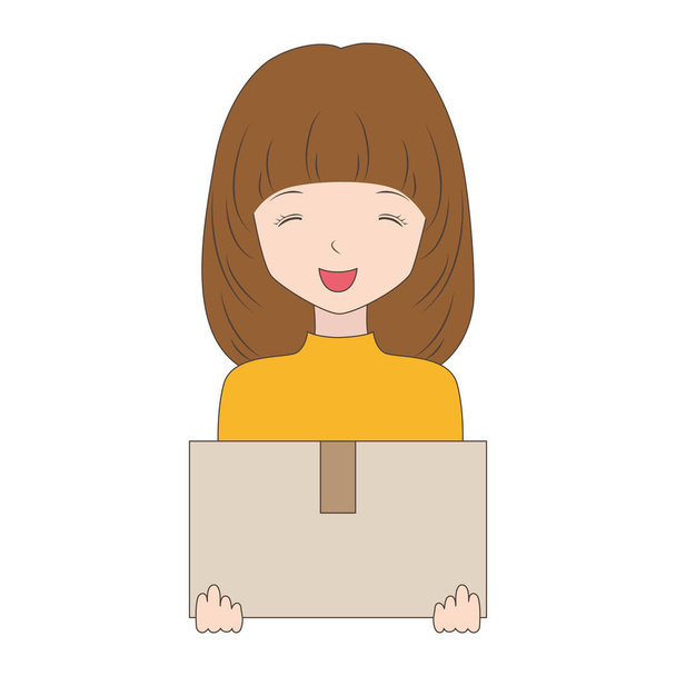 woman holding a cardboard box - Vector, Image