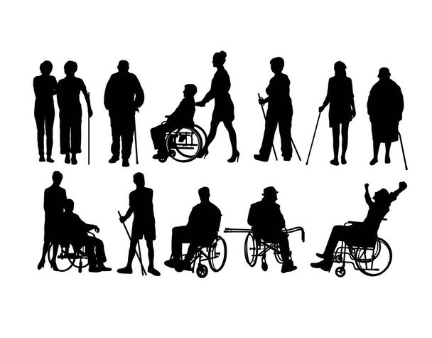 Personas con discapacidad Siluetas, diseño de vectores de arte
  - Vector, Imagen