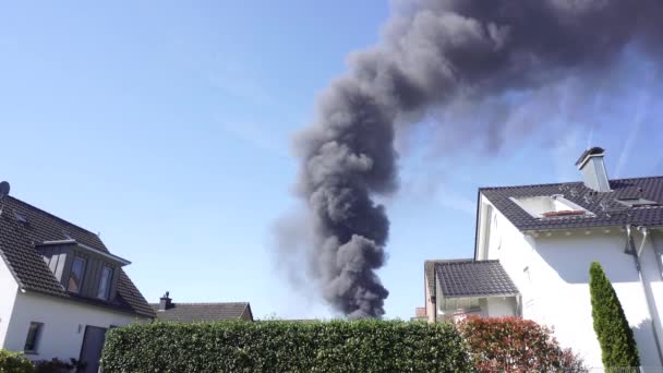 Large Black Smoke Clouds, Fire in Town - Footage, Video
