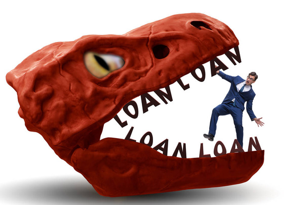 Empresario en las mandíbulas de la deuda y el préstamo
 - Foto, Imagen