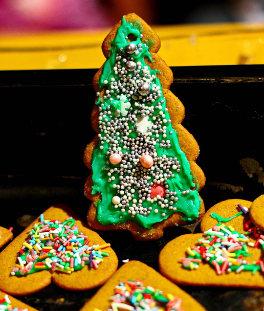 Homemade christmas cookies bij het bakken van gerechten - Foto, afbeelding