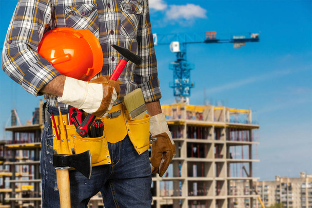 Male Construction Worker with tools  - Valokuva, kuva