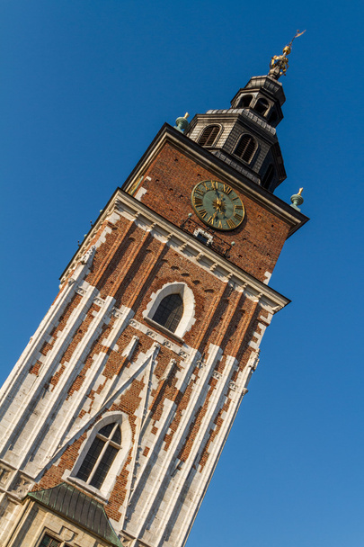 クラクフのメイン広場の市庁舎の塔 - 写真・画像