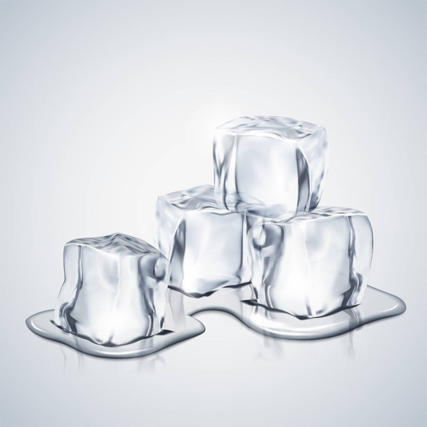Schmelzen von Eiswürfeln in 3D-Illustration für Designzwecke - Vektor, Bild