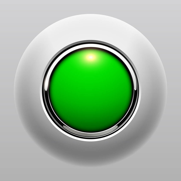 Push button green, 3D shiny vector background. - Vecteur, image
