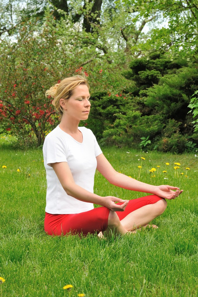 fiatal nő, jóga - meditáció - Fotó, kép
