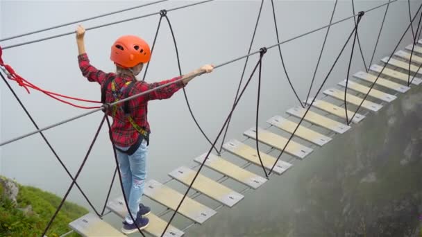 The rope bridge on the top of mountain of Rosa Khutor, Russia - Footage, Video