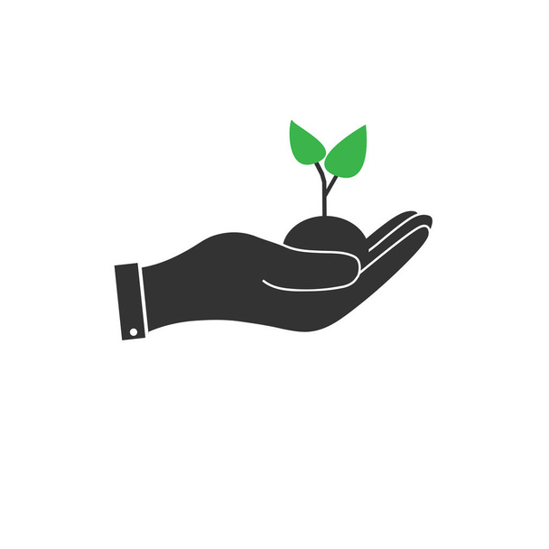 Sprout in hand icon, plant in hand - Vetor, Imagem
