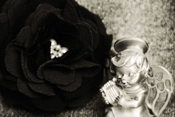 Rosa vintage com ângulo. Foto. preto e branco
 - Foto, Imagem