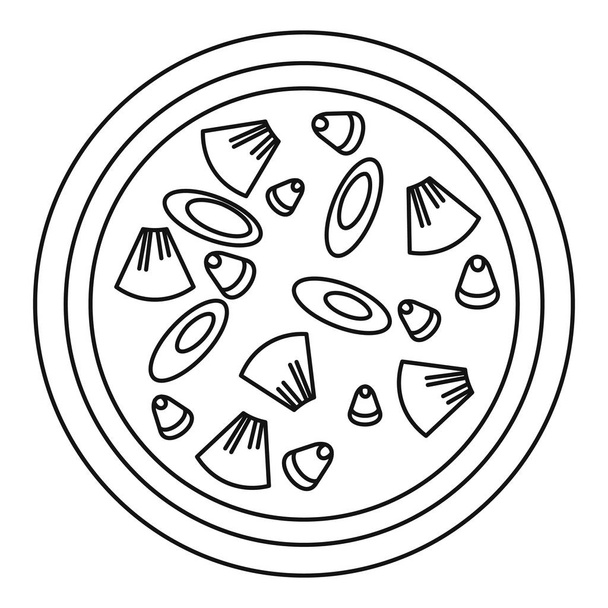 Vegan pizza icon, outline style - Vektor, kép