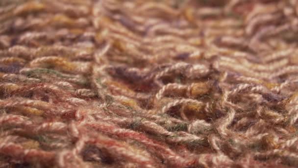 Texture of a of multi-colored knitting, scarf. Closeup shot. - Footage, Video