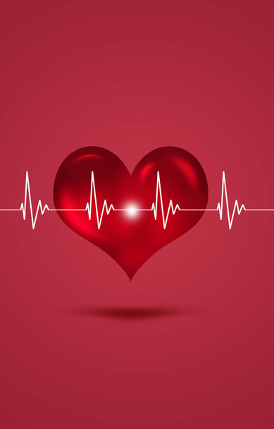 büyük kırmızı kalp dayak bilim Tıbbi kırmızı illüstrasyon soyut - Fotoğraf, Görsel