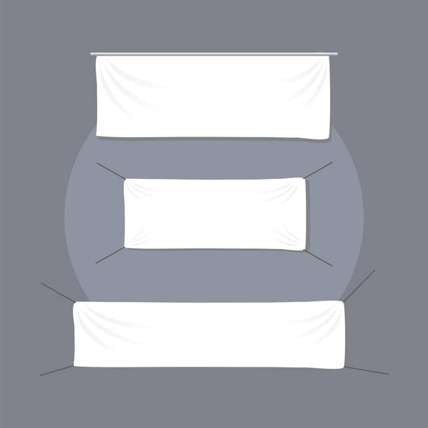 Conjunto de pancartas textiles. Bandera blanco blanco publicidad vacía
 - Vector, Imagen