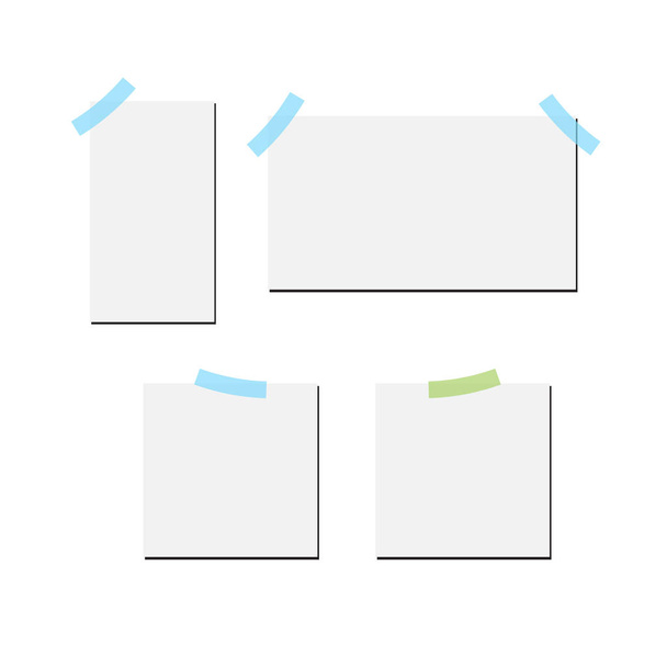 Folhas de papel branco. Papéis de uísque pegajosos para mensagem de lembrete
 - Vetor, Imagem