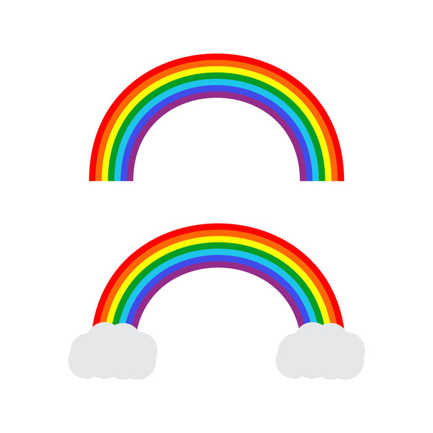 Rainbow cartoon set isolated. Stripes light arch icons vector - Vector, Image