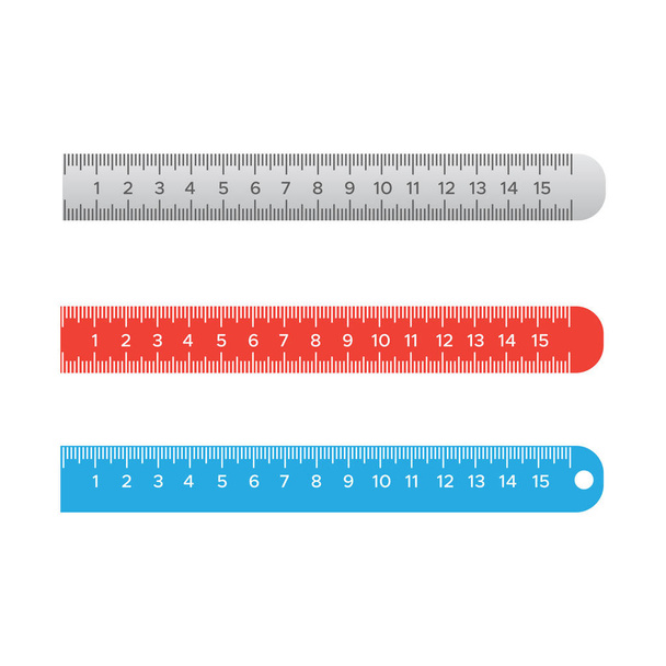 Reglas de medición de escuela en centímetros y pulgadas. Herramienta de regla de papelería
 - Vector, Imagen