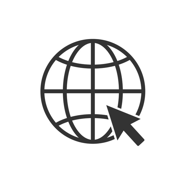 Global pictogram. Klik op het pictogram van de website. Vectorillustratie plat - Vector, afbeelding