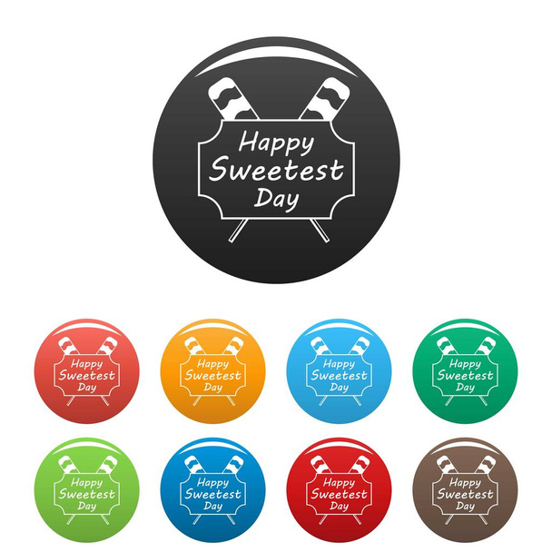 Lollipop sweet day icons set 9 color vector isolated on white for any design - Vector, Image