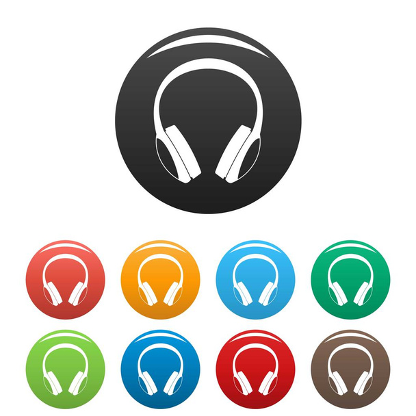 Retro headphones icons set color - Vector, imagen