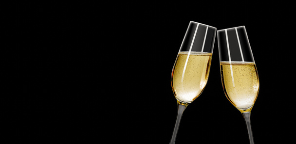 Два келихи шампанського на білому тлі з копіювальним простором
 - Фото, зображення
