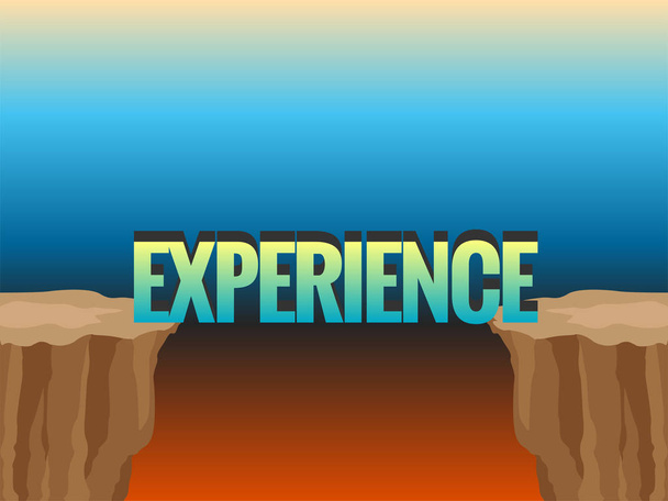 Abyss and word EXPERIENCE as bridge. Concept illustration - Vector, Image
