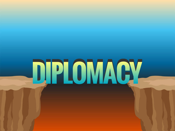 Abyss a slovo diplomacie jako most. Koncept ilustrace - Vektor, obrázek
